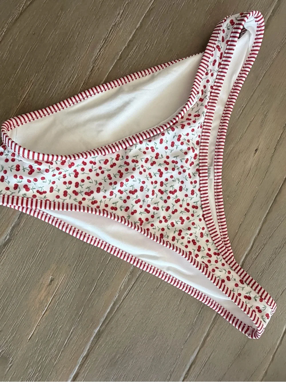 Frankie's Bikinis White & Red Cherry Print Bikini Bottom
